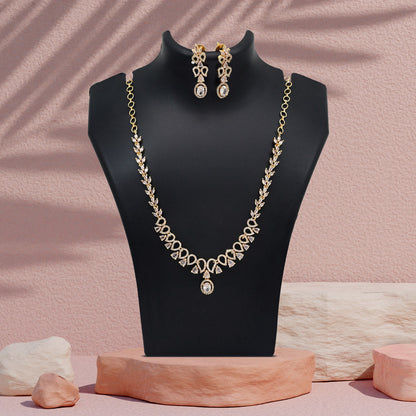 White Color American Diamond Necklace Set (CZN1030WHT)