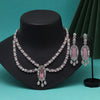 Pink Color American Diamond Necklaces Set (CZN1048PNK)