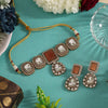 Light Brown Color Handmade Jaipur Choker Necklace With Moissanite And Monalisa Stones (CZN1067LBRW)