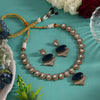 Blue Color Handmade Jaipur American Diamond Necklace With Monalisa Stones (CZN1068BLU)