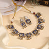 Blue Color Premium Handmade Brass Necklace With Moissanite Stones (CZN1069BLU)