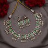 Green Color Premium Handmade Brass Necklace With Moissanite Stones (CZN1069GRN)