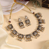 Grey Color Premium Handmade Brass Necklace With Moissanite Stones (CZN1069GRY)