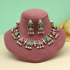 Maroon & Green Color Premium Handmade Brass Necklace With Moissanite Stones (CZN1069MG)