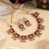 Red Color Premium Handmade Brass Necklace With Moissanite Stones (CZN1069RED)