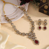 Maroon Color Premium Quality Handmade In Jaipur Brass Ad & Monalisa Stone Necklace Set (CZN1071MRN)