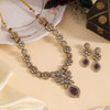 Purple Color Premium Quality Handmade In Jaipur Brass Ad & Monalisa Stone Necklace Set (CZN1071PRP)