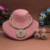 Maroon Color Premium Quality Hasli Style Handmade Ad & Monalisa Stone Necklace Set (CZN1072MRN)