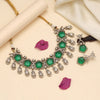 Green Color American Diamond Necklaces Set