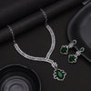 Green Color American Diamond Necklaces Set