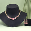 Pink Color American Diamond Necklaces Set