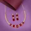 Red Color American Diamond Necklaces Set