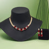 Red Color American Diamond Necklaces Set