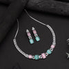 Pink & Pista Green Color American Diamond Necklaces Set