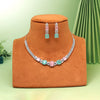 Pink & Pista Green Color American Diamond Necklaces Set