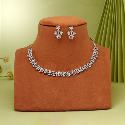Silver Color American Diamond Necklaces Set