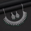 Green Color American Diamond Necklaces Set