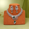 Green Color American Diamond Necklaces Set