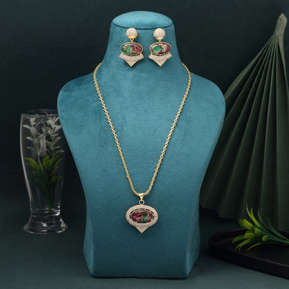 Multi Color American Diamond Necklace Set With Vibrant Gemstones For Festive Vibe