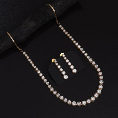 White Color American Diamond Necklace Set For Elegant Bridal Evening Glam