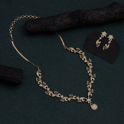 White Color American Diamond Necklace Set Crafted With Radiance And Classiness
