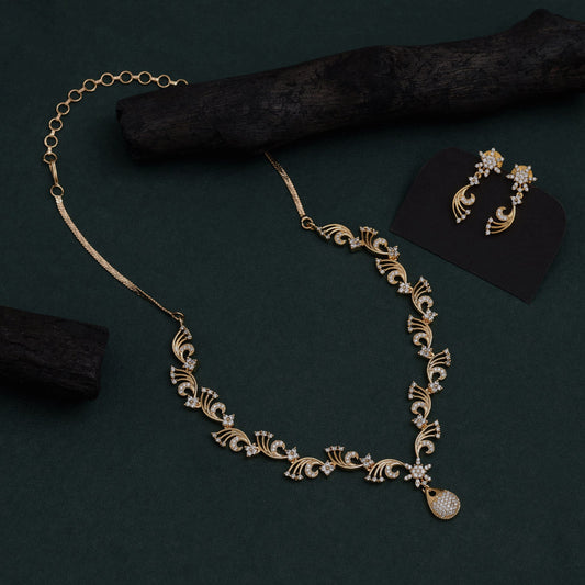 White Color American Diamond Necklace Set Crafted With Radiance And Classiness