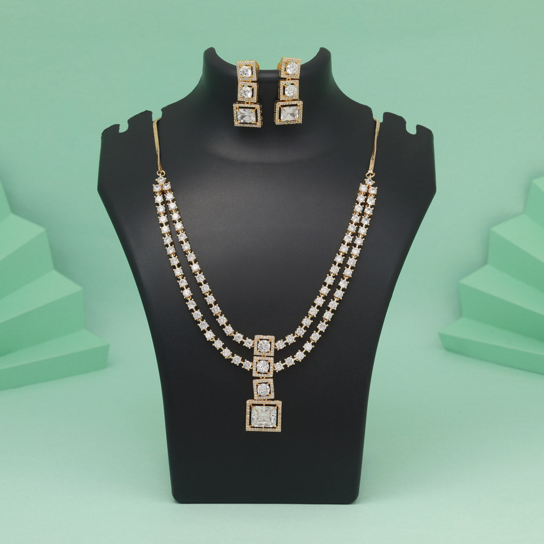 White Color American Diamond Necklace Set Featuring Fine Craft And Luster