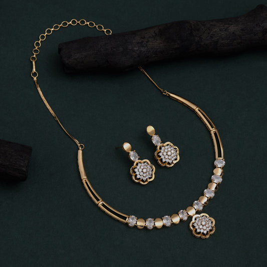 White Color American Diamond Necklace Set With Premium Shine And Graceful Look