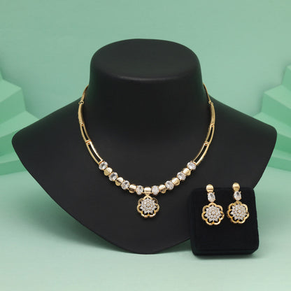 White Color American Diamond Necklace Set With Premium Shine And Graceful Look