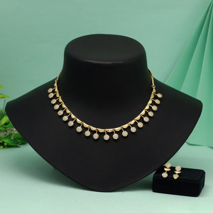 White Color American Diamond Necklace Set For Beautiful Bridal And Formal Moments