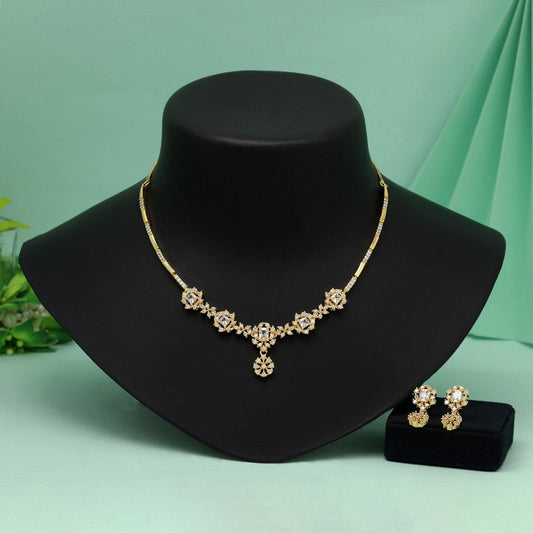 White Color American Diamond Necklace Set With Pure Shine And Subtle Elegance