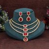 Ruby Color American Diamond Necklace Set (CZN925RUBY)