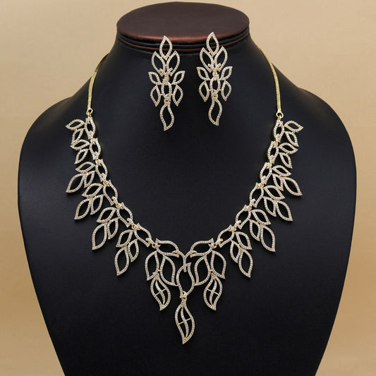 White Color American Diamond Necklace Set (CZN938WHT)