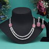 Pink Color American Diamond Necklace Set (CZN974PNK)