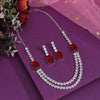 Ruby Color American Diamond Necklace Set (CZN974RUBY)