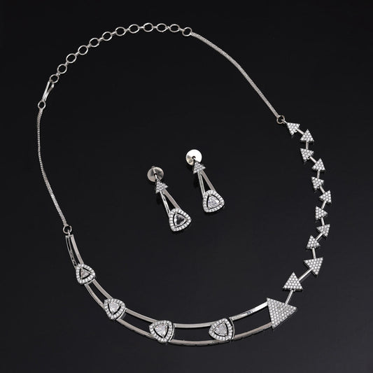Silver Color American Diamond Necklace Set (CZN994SLV)