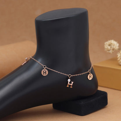 Rose Gold Color Surgical Steel 18k Rose Gold Plated Demi Fine Single Foot Anklets