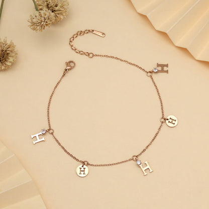 Rose Gold Color Surgical Steel 18k Rose Gold Plated Demi Fine Single Foot Anklets