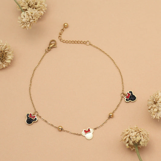 Multi Color Surgical Steel 18k Gold Plated Demi Fine Single Foot Anklets