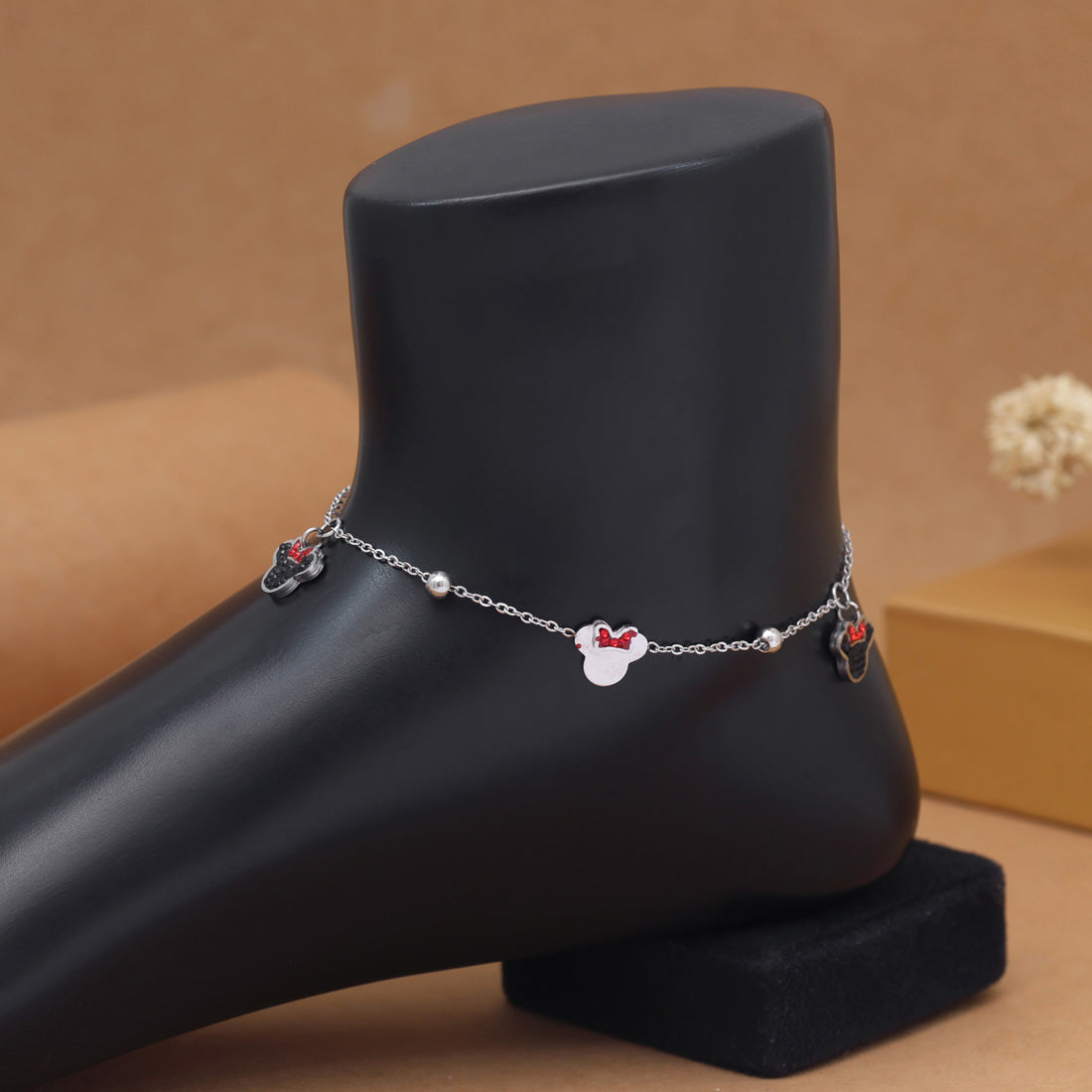 Multi Color Surgical Steel Demi Fine Single Foot Anklets