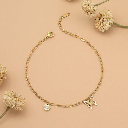Gold Color Surgical Steel 18k Gold Plated Demi Fine Single Foot Anklets