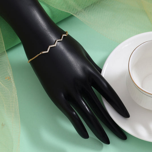 Elegant White Color Stainless Steel 18k Gold Plated Demi Fine Bracelet