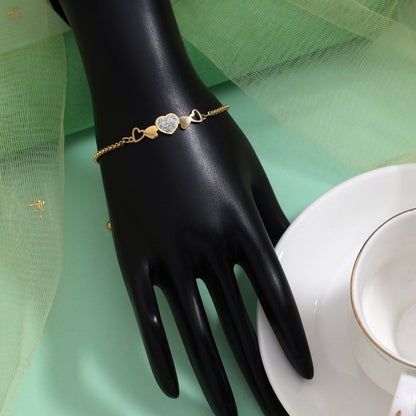 Sleek White Color Stainless Steel 18k Gold Plated Demi Fine Bracelet