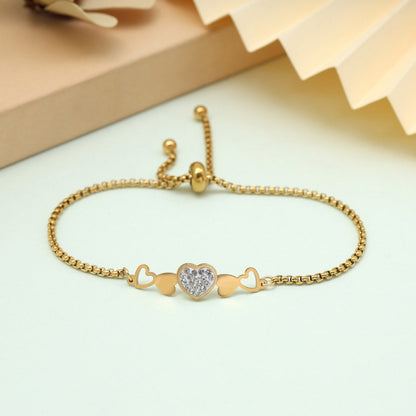 Sleek White Color Stainless Steel 18k Gold Plated Demi Fine Bracelet
