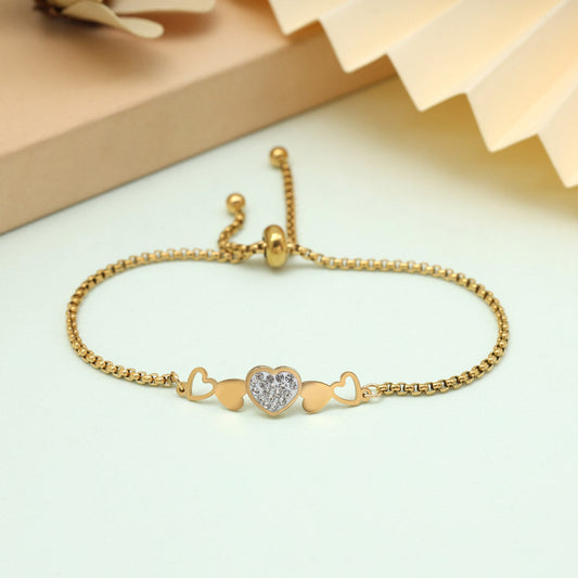 Sleek White Color Stainless Steel 18k Gold Plated Demi Fine Bracelet