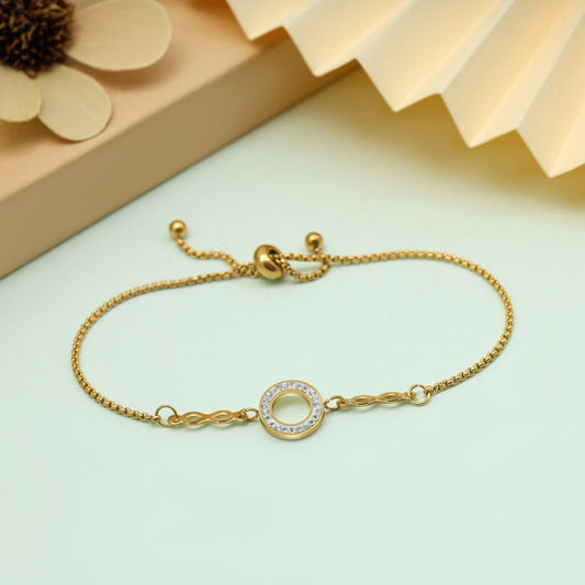 Glossy White Color Stainless Steel 18k Gold Plated Demi Fine Bracelet
