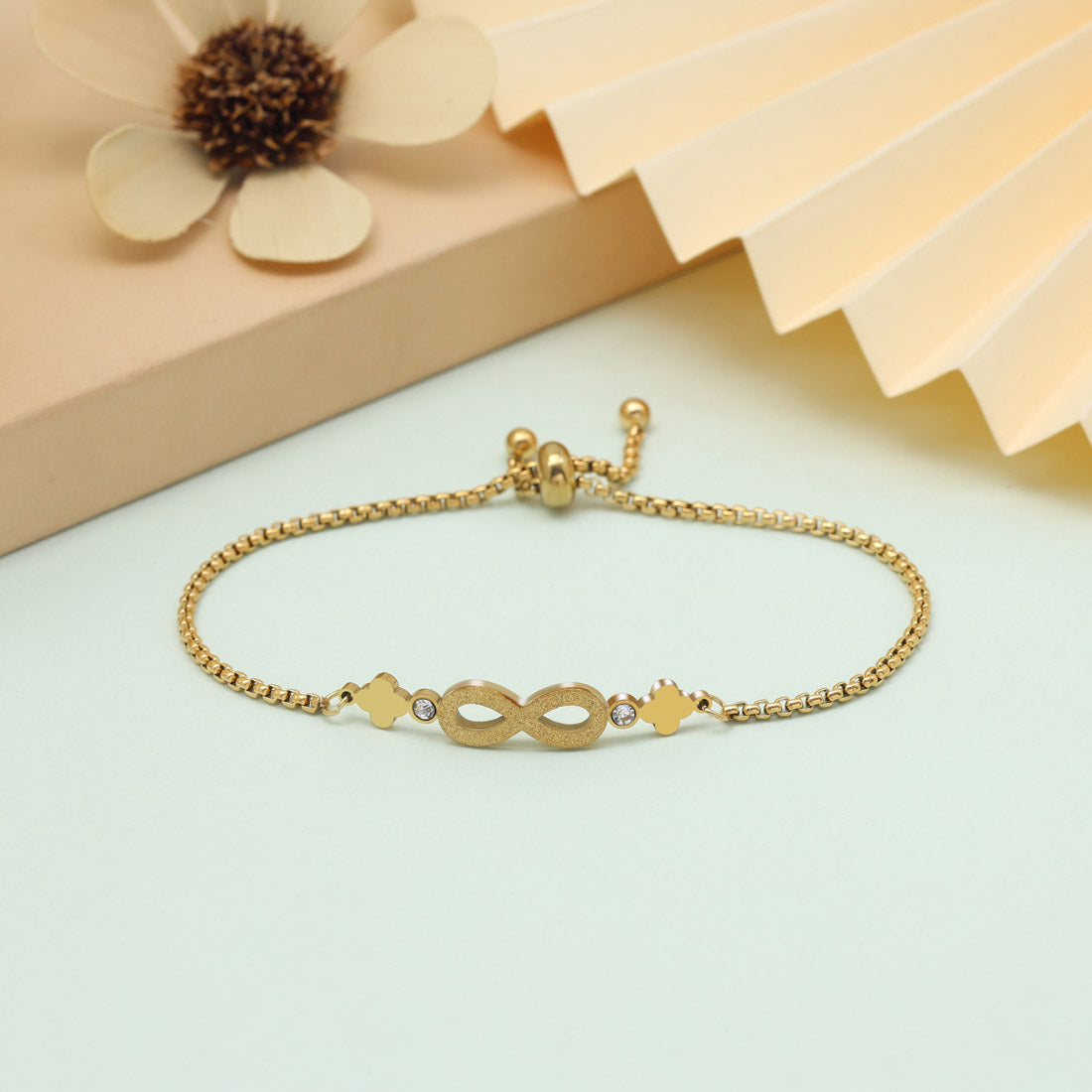Bright Gold Color Stainless Steel 18k Gold Plated Demi Fine Bracelet