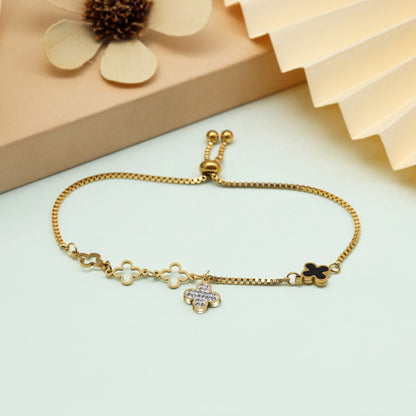 Modern Black Color Stainless Steel 18k Gold Plated Demi Fine Bracelet