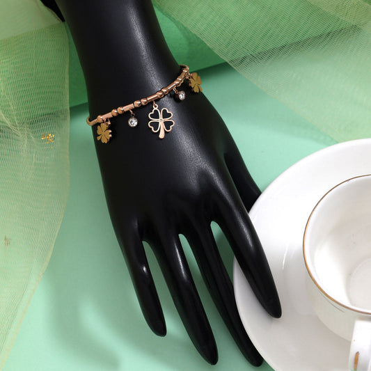 Gloss Black Color Stainless Steel 18k Gold Plated Demi Fine Bracelet