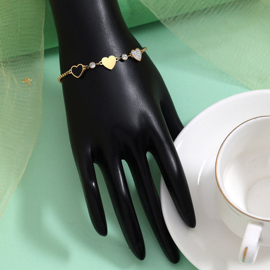 Deep Black Color Stainless Steel 18k Gold Plated Demi Fine Bracelet